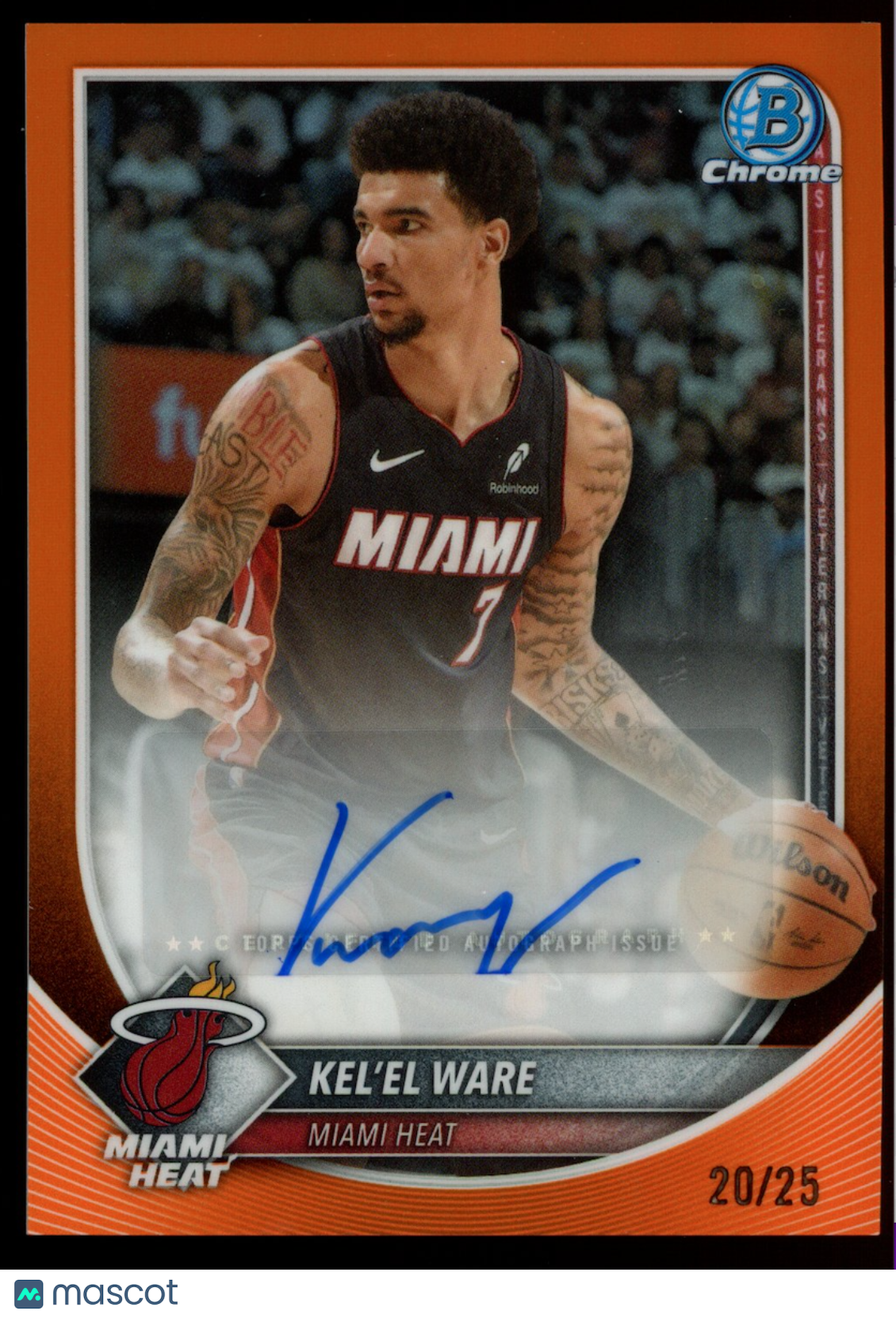 KEL'EL WARE 2025-26 Bowman Chrome Orange Refractor Auto /25 #BCA-KW