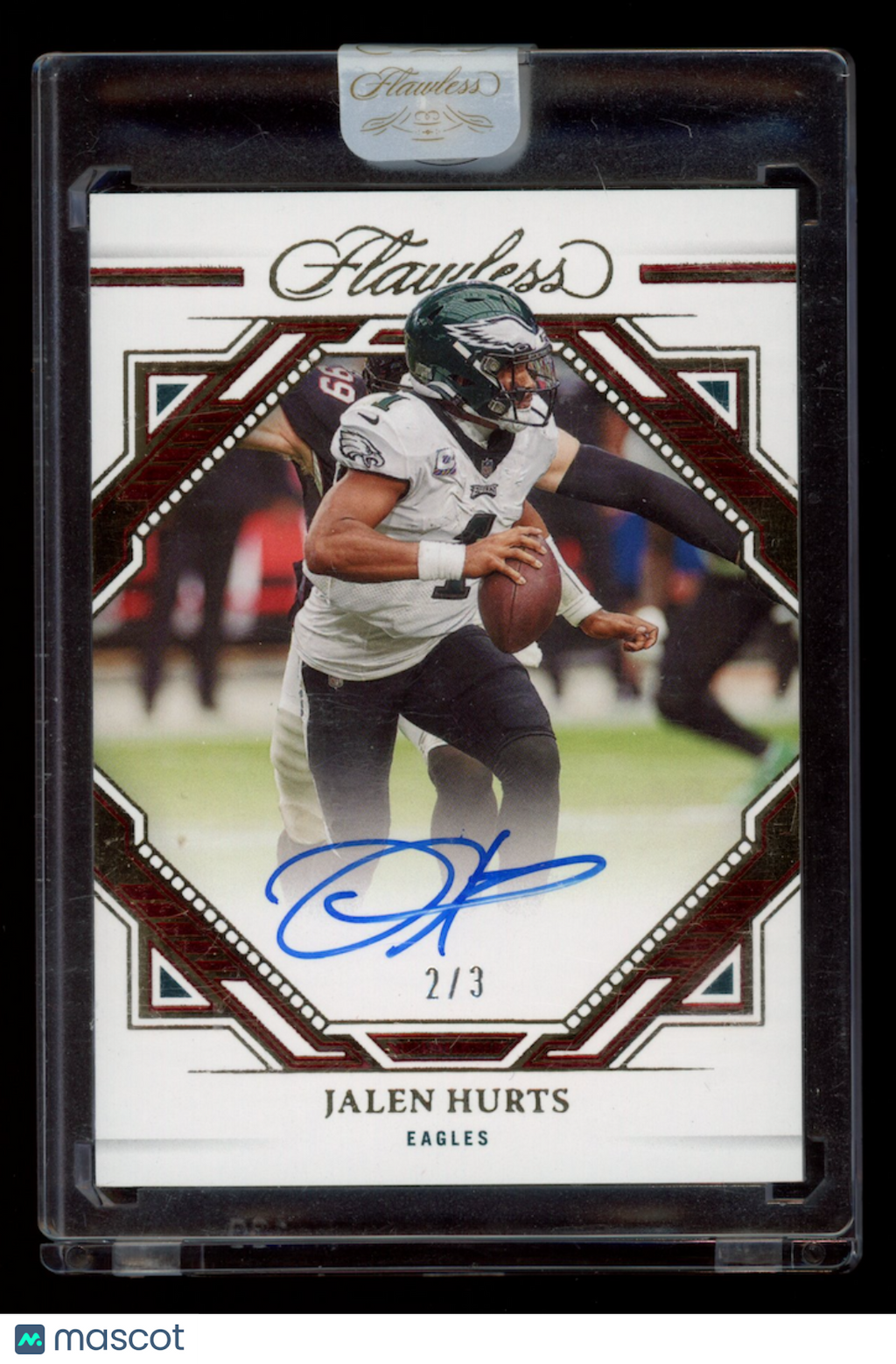 JALEN HURTS 2023 Panini Flawless Frame Gold and Ruby Auto /3 #FFF-JAH Eagles