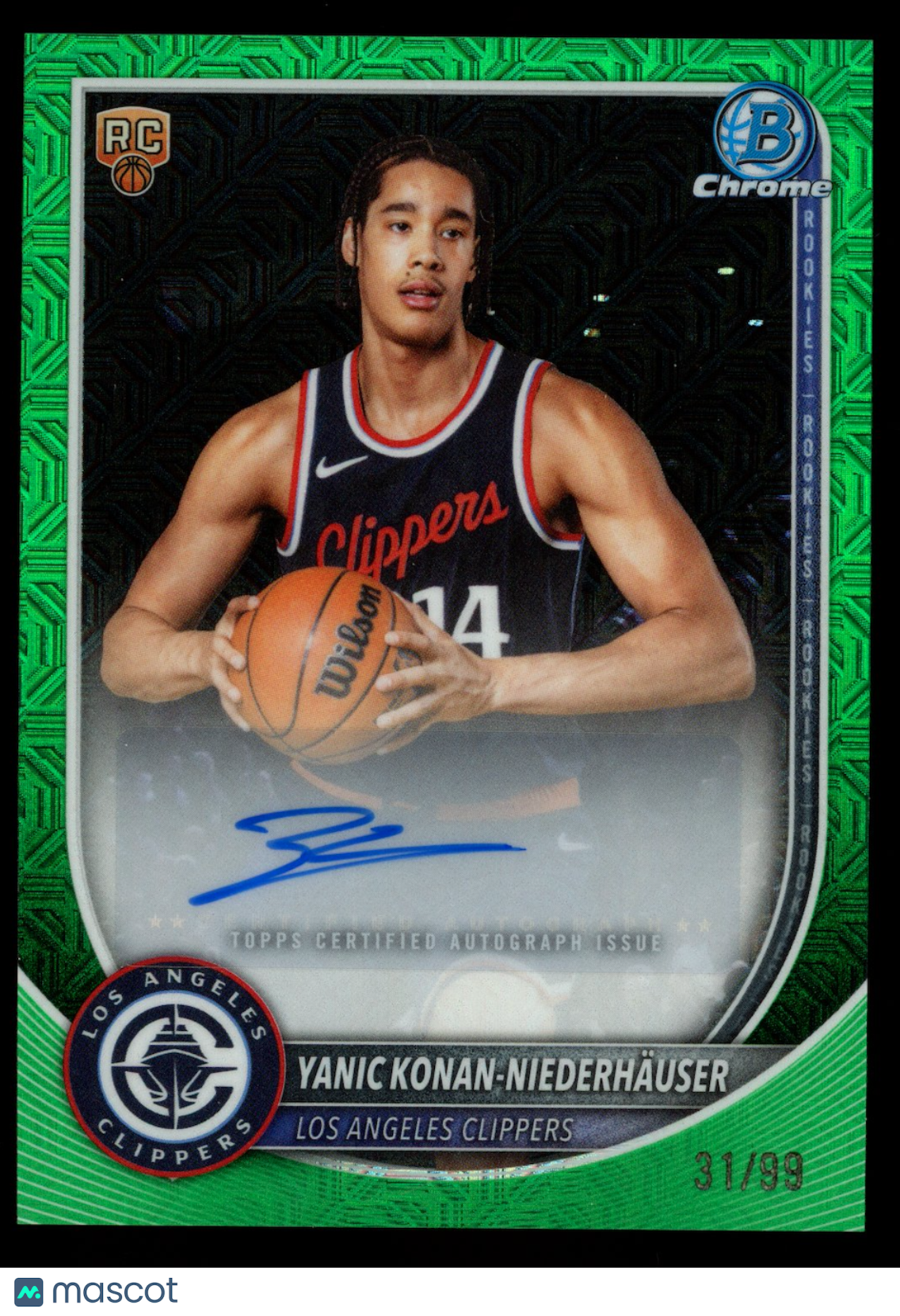 YANIC KONAN-NIEDERHAUSER 2025-26 Bowman Chrome Green Mojo Rookie Auto /99
