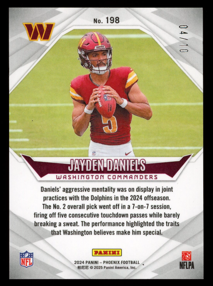 JAYDEN DANIELS 2024 Panini Phoenix International Gold Rookie /10 #198 Commanders