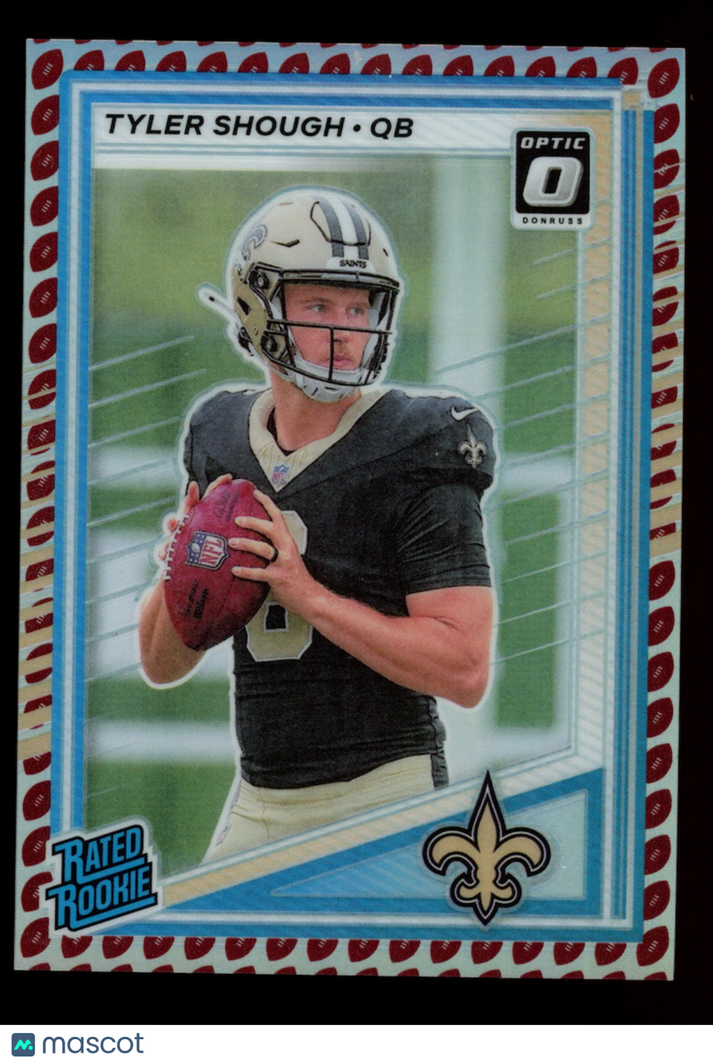 TYLER SHOUGH 2025 Donruss Optic Rated Rookie Football Emoji Prizm #304 Saints