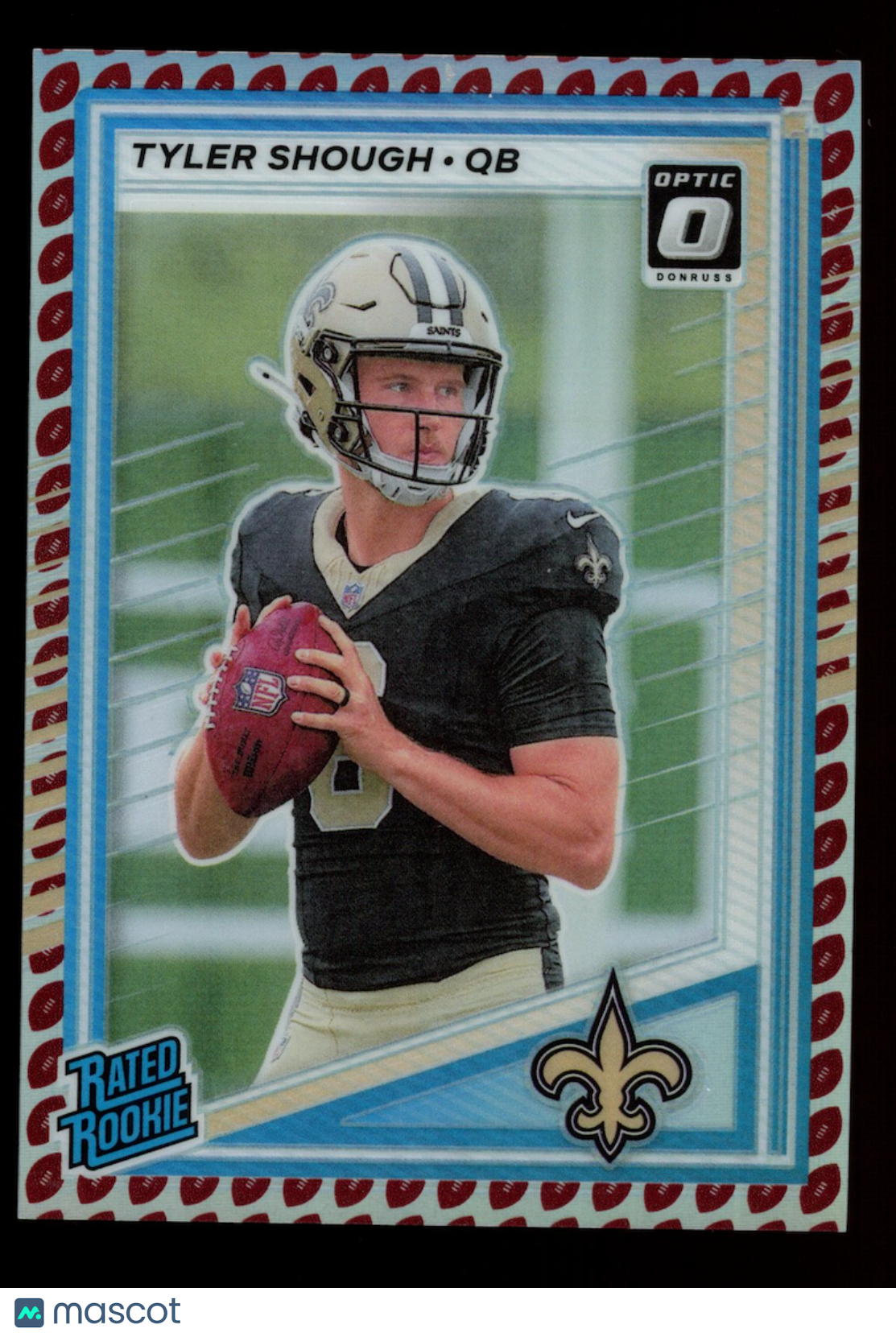 TYLER SHOUGH 2025 Donruss Optic Rated Rookie Football Emoji Prizm #304 Saints