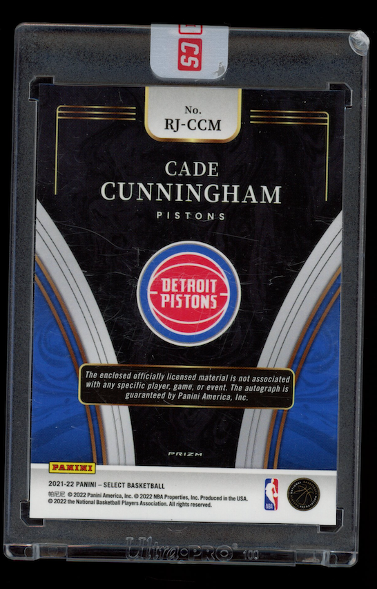 CADE CUNNINGHAM 2021-22 Panini Select Rookie Patch Auto Red Wave Prizm #RJ-CCM