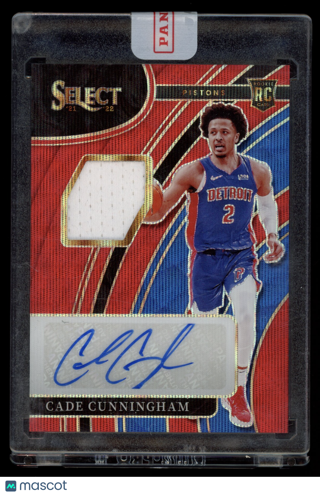 CADE CUNNINGHAM 2021-22 Panini Select Rookie Patch Auto Red Wave Prizm #RJ-CCM