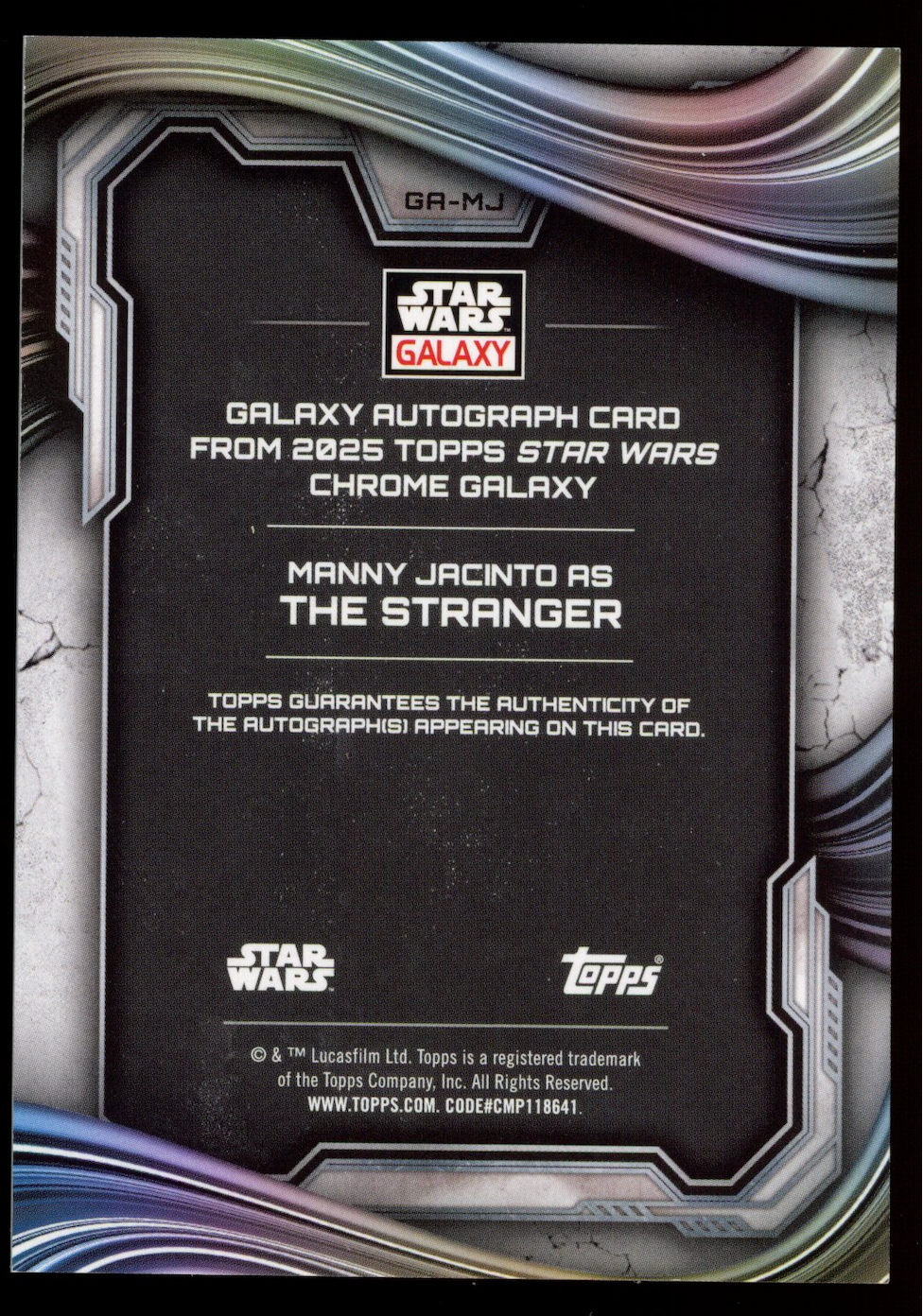 MANNY JACINTO THE STRANGER 2025 Topps Star Wars Galaxy Chrome Auto Atomic /150