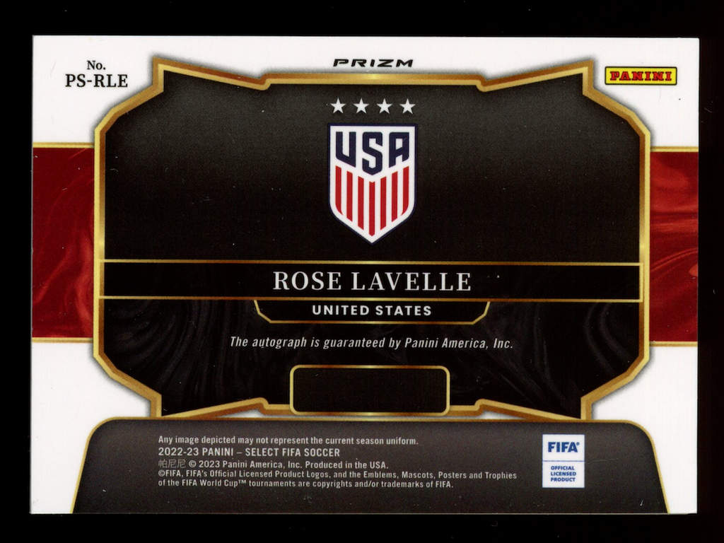 ROSE LAVELLE 2022-23 Panini Select FIFA Soccer Silver Prizm Auto #PS-RLE USA