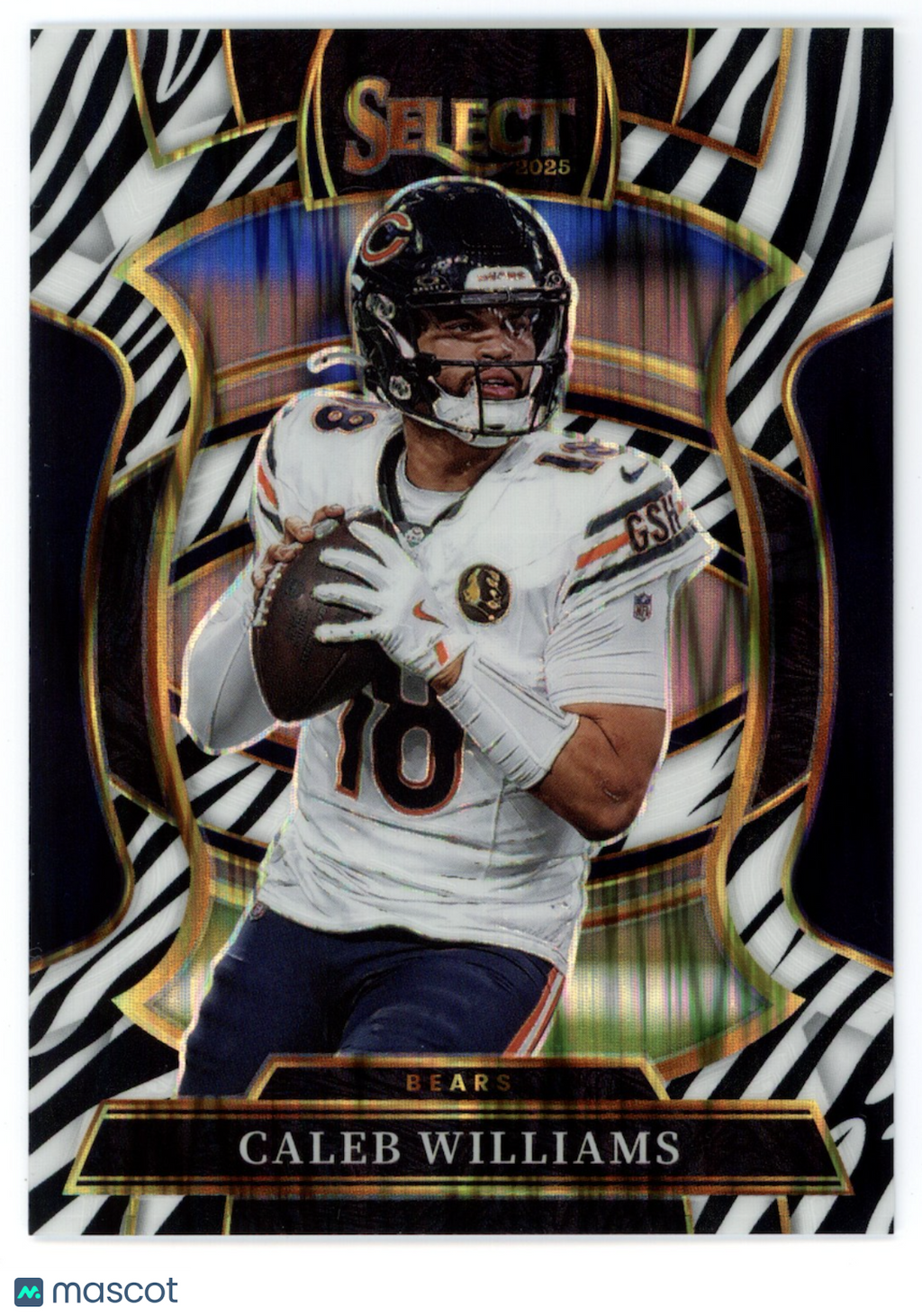 CALEB WILLIAMS 2025 Panini Select Concourse Zebra Prizm Case Hit SSP #73 Bears