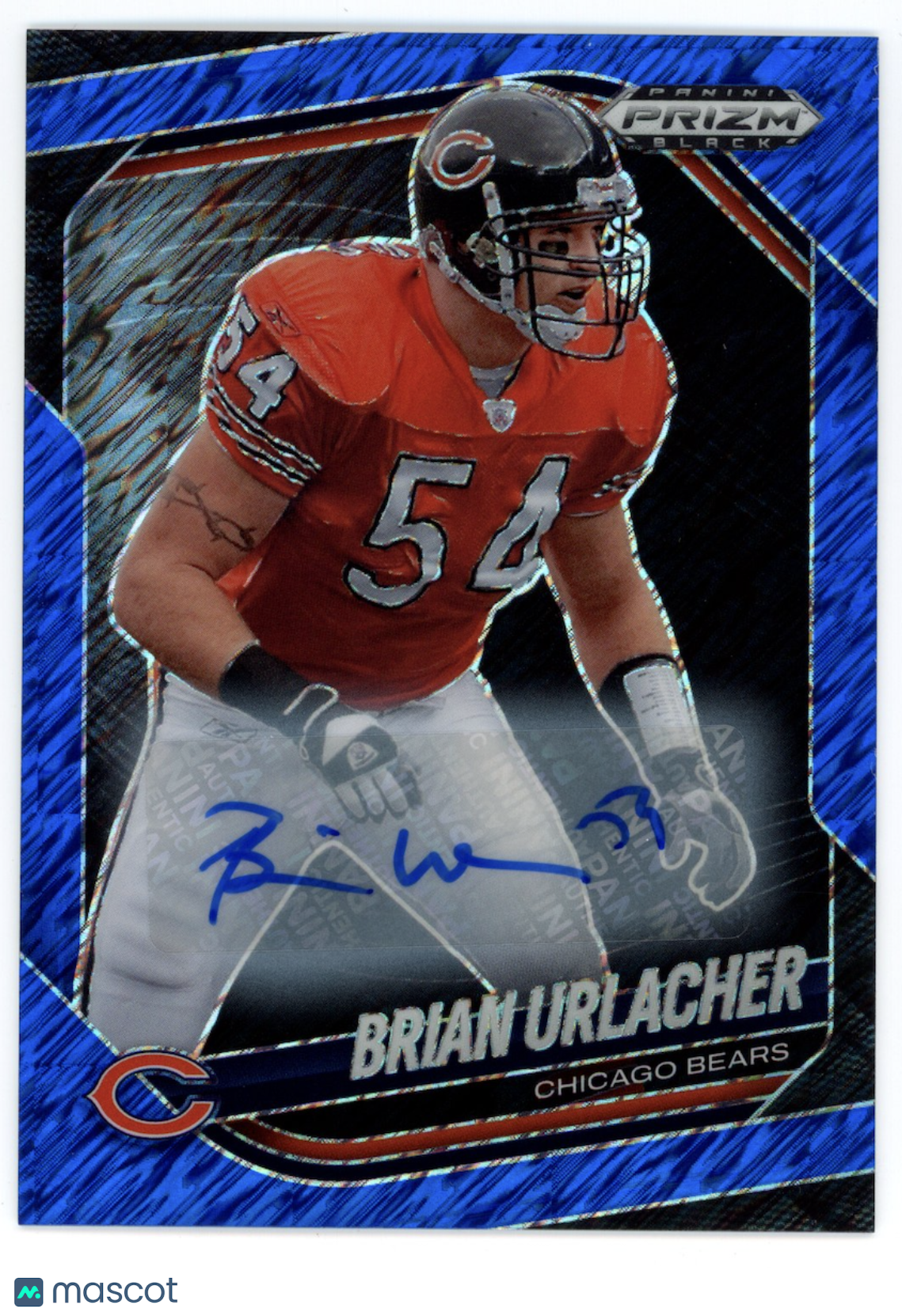 BRIAN URLACHER 2025 Panini Prizm Black Blue Shimmer FOTL Auto /15 #19 Bears