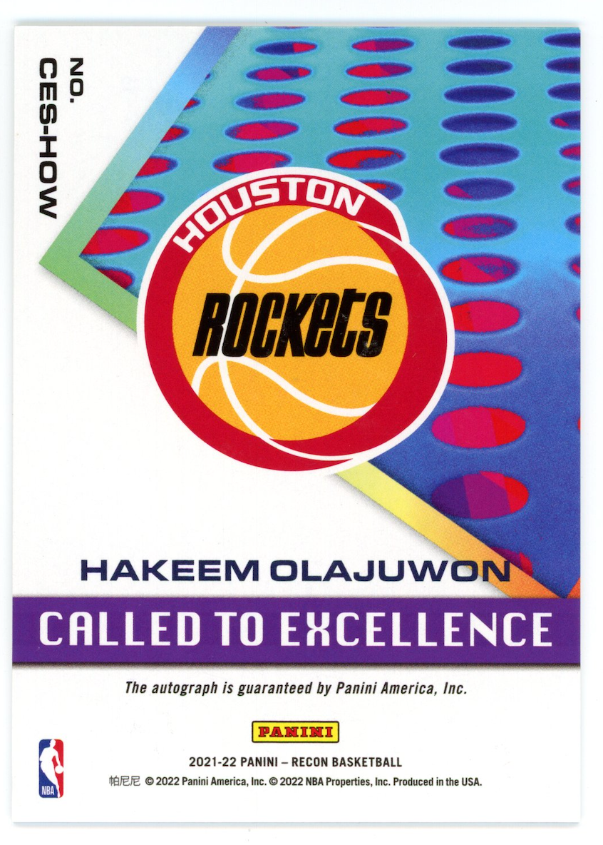 HAKEEM OLAJUWON 2021-22 Panini Recon Called to Excellence Auto /25 #CES-HOW