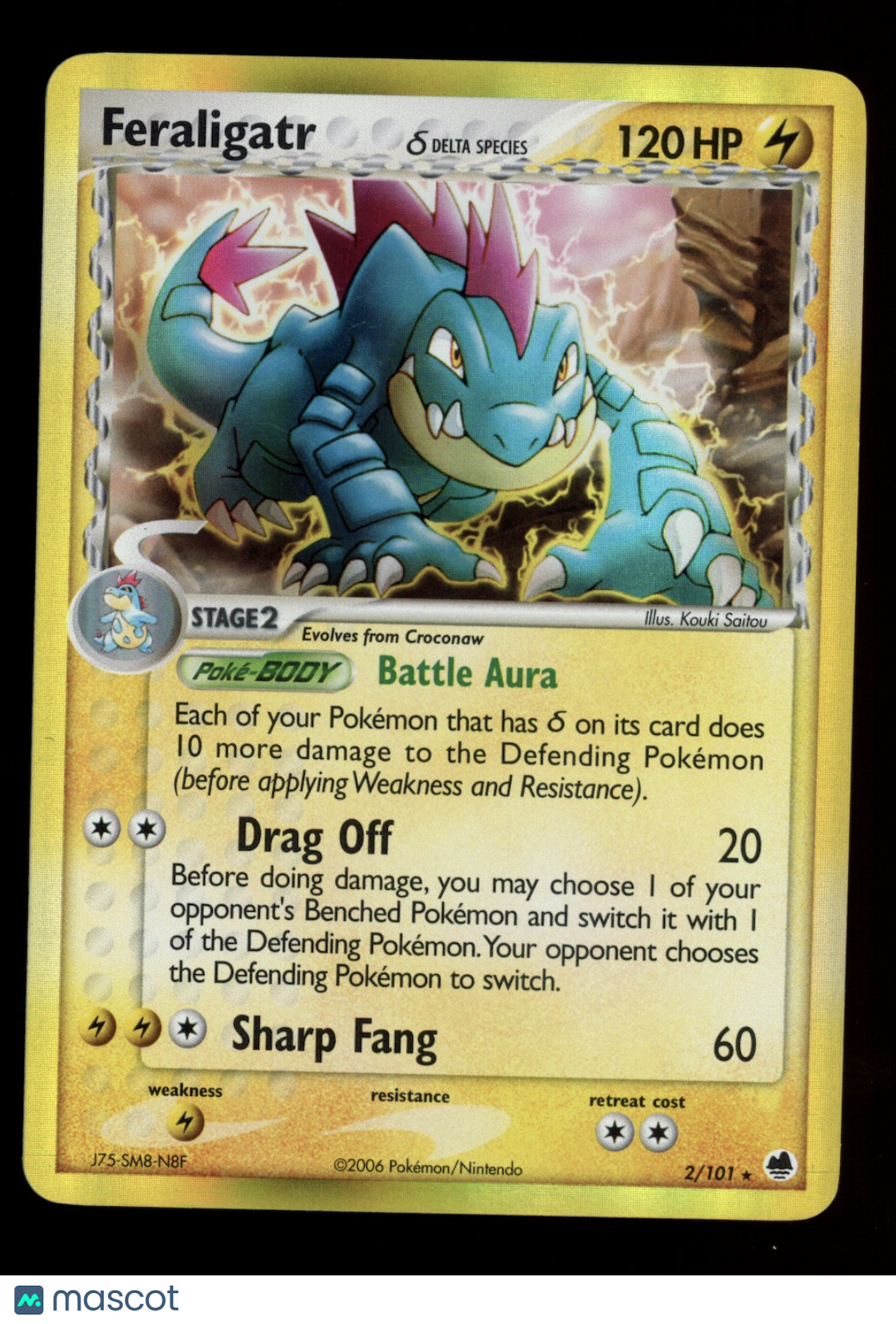 FERALIGATR 2008 Pokemon EX Dragon Frontiers Delta Species #2/101 Holo Rare
