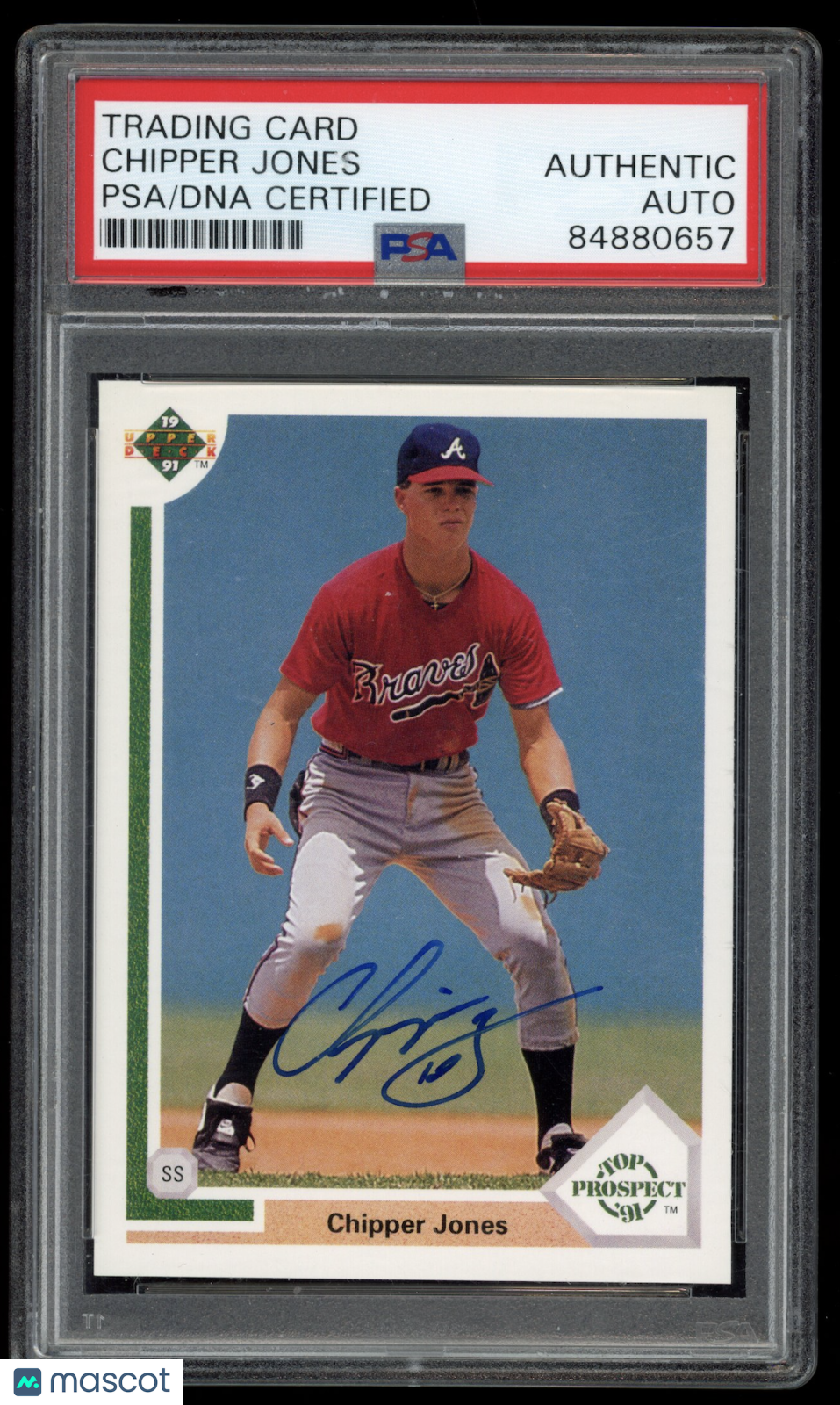 CHIPPER JONES 1991 Upper Deck Signed Rookie Card PSA Authentic Auto #55 Braves