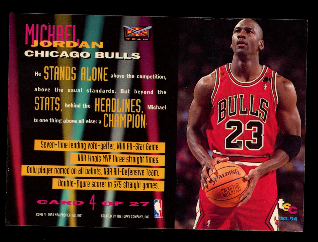 MICHAEL JORDAN 1993-94 Topps Stadium Club Beam Team Insert #4 Bulls