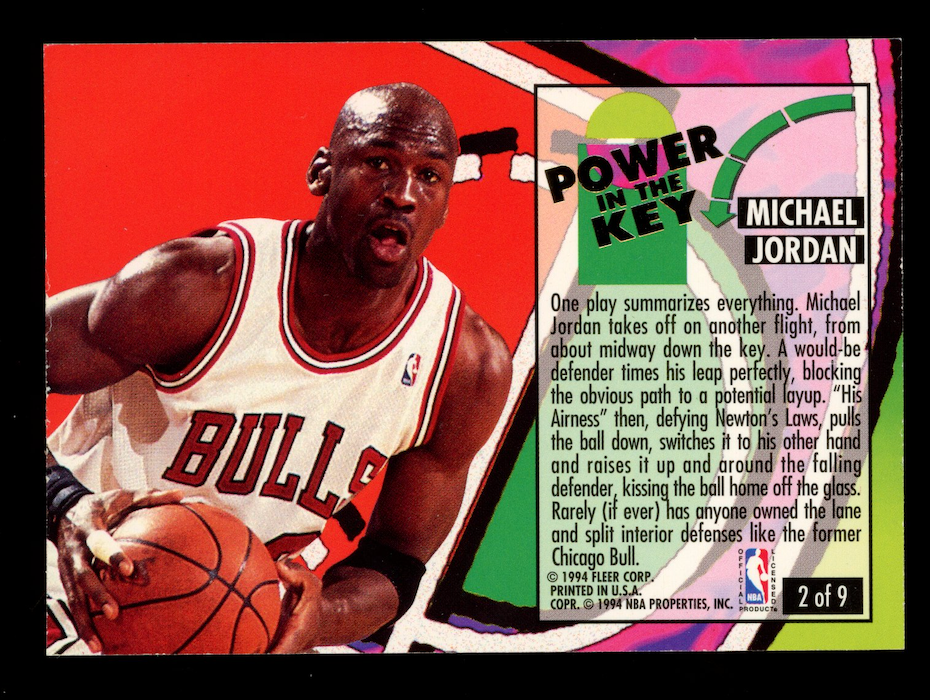 MICHAEL JORDAN 1993-94 Fleer Ultra Power in the Key #2 Chicago Bulls