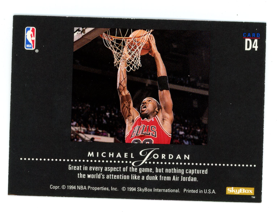 MICHAEL JORDAN 1993-94 SkyBox Premium Dynamic Dunks #D4 Chicago Bulls
