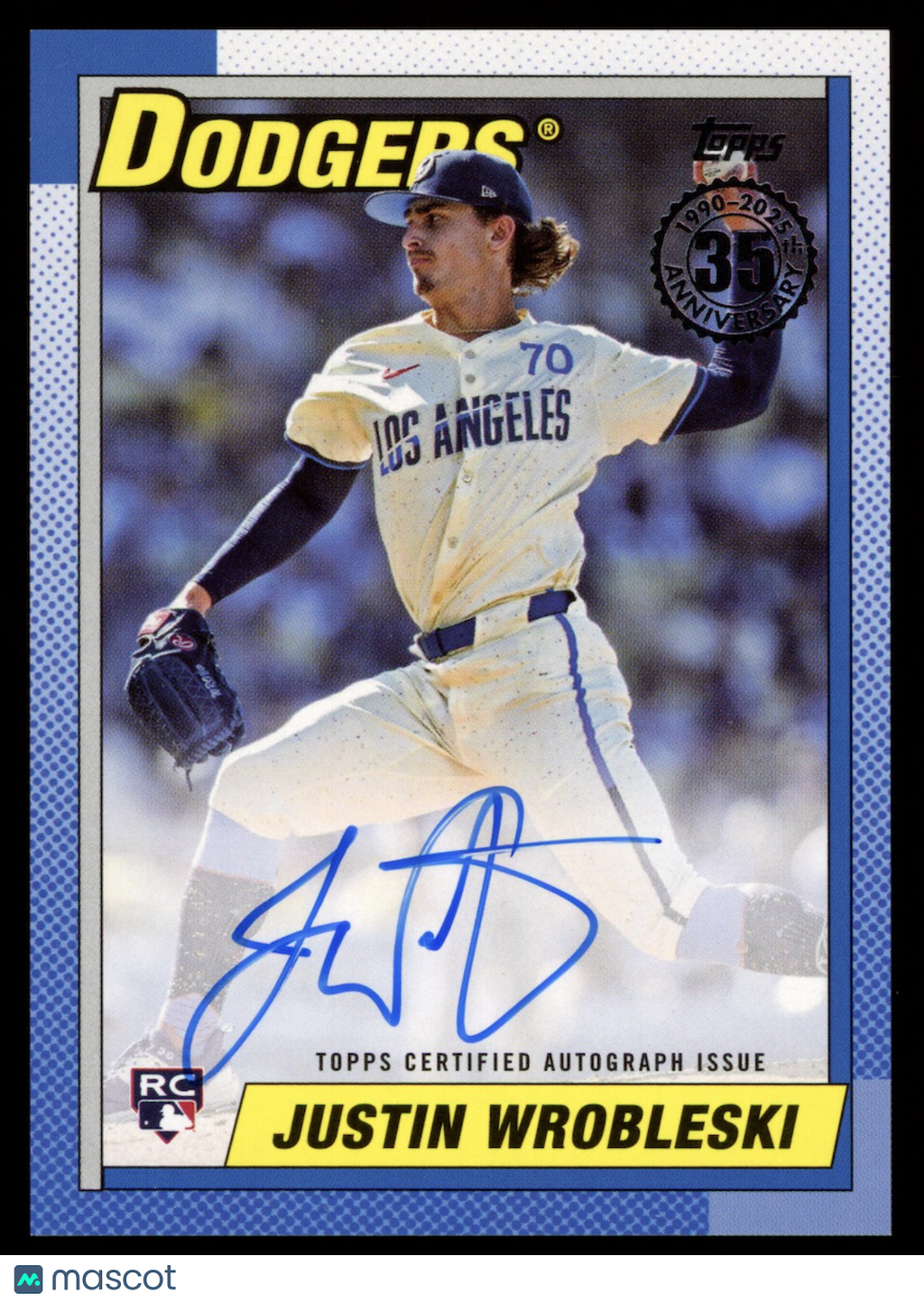 JUSTIN WROBLESKI 2025 Topps 1990 35th Anniversary Rookie Auto #90A-JWR Dodgers