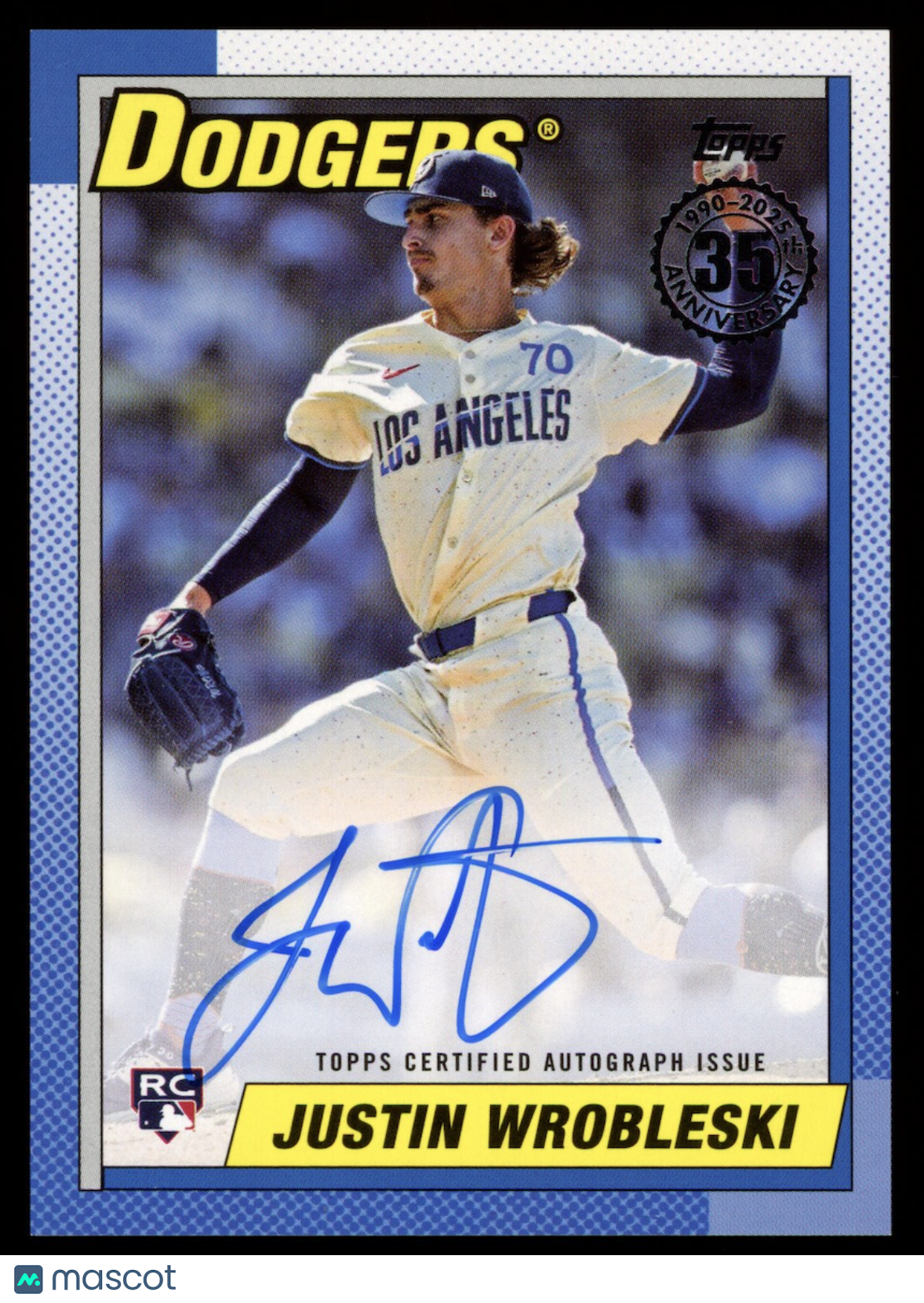 JUSTIN WROBLESKI 2025 Topps 1990 35th Anniversary Rookie Auto #90A-JWR Dodgers