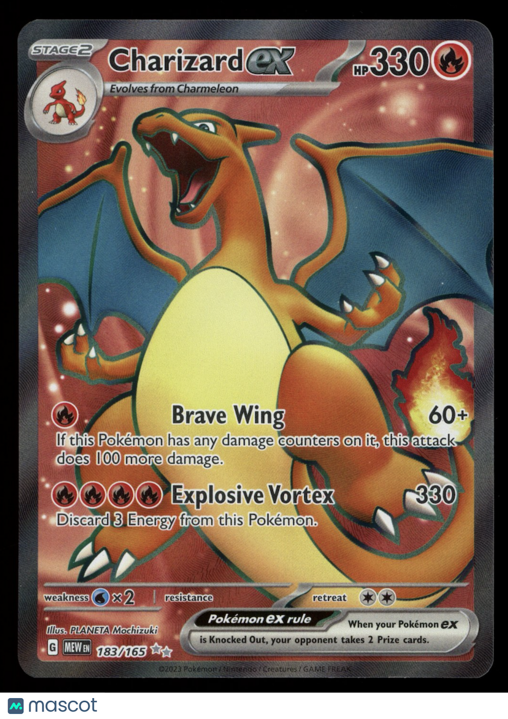 CHARIZARD EX 2023 Pokemon Scarlet & Violet 151 Full Art Ultra Rare #183/165