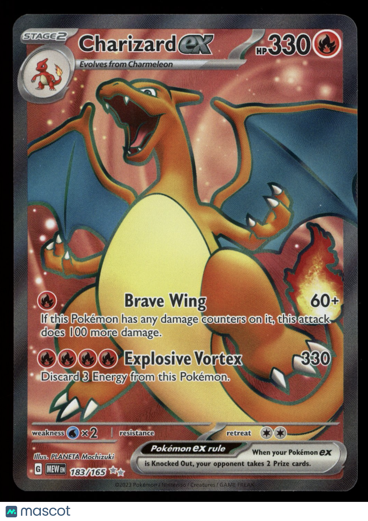 CHARIZARD EX 2023 Pokemon Scarlet & Violet 151 Full Art Ultra Rare #183/165