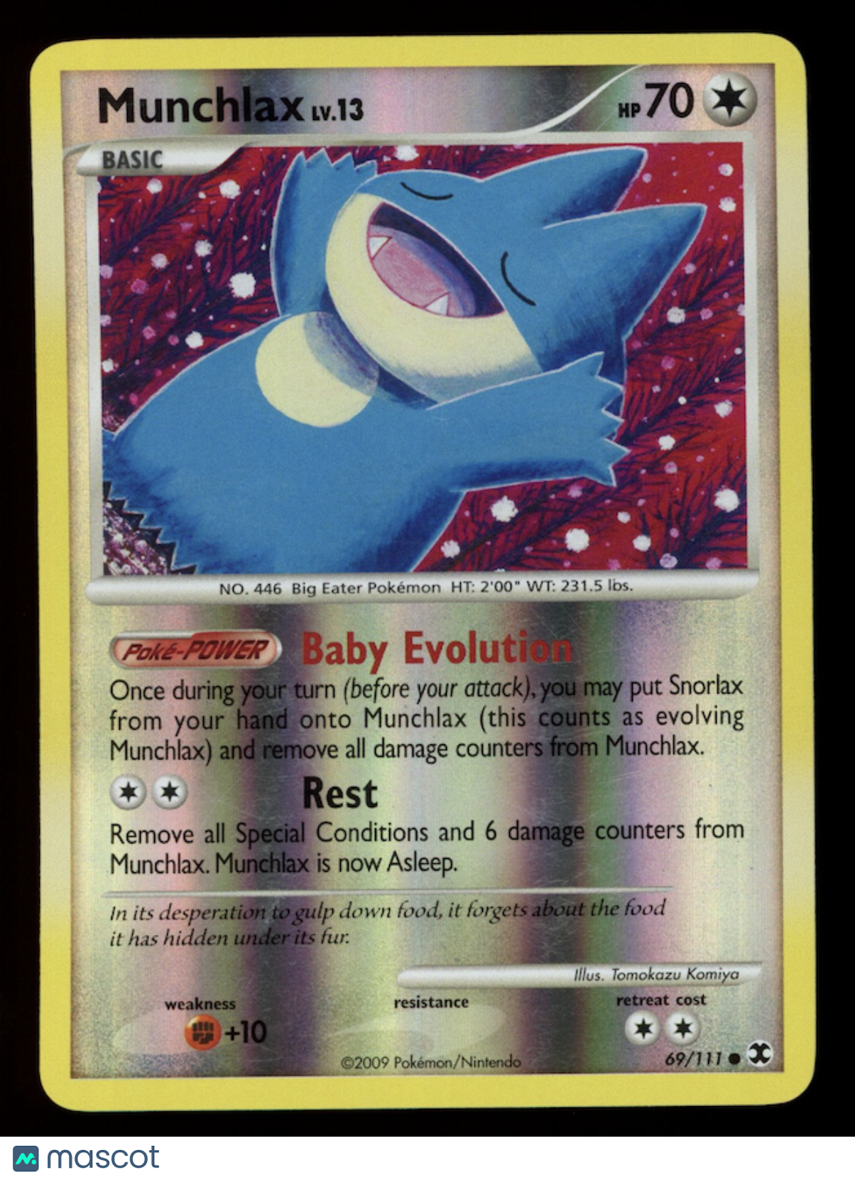 MUNCHLAX 2009 Pokemon Platinum Rising Rivals Reverse Holo #69/111