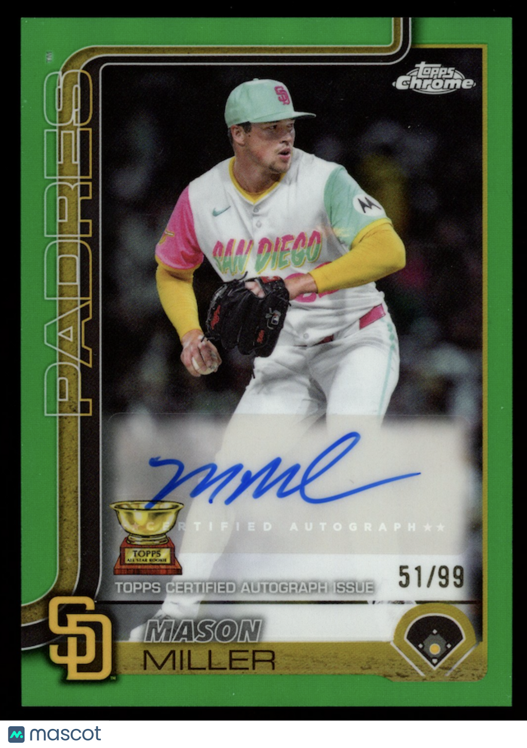 MASON MILLER 2025 Topps Chrome Update Auto Green Refractor /99 #AC-MI