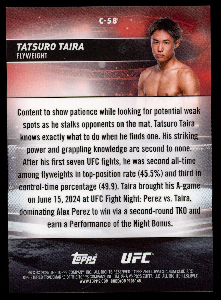 TATSURO TAIRA 2025 Topps Stadium Club UFC Chrome Pearl White Refractor /30 #C-58