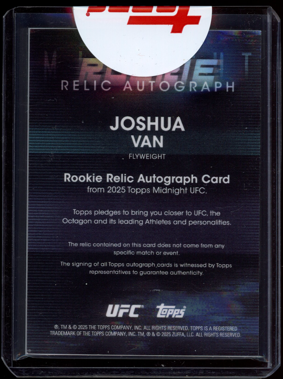 JOSHUA VAN 2025 Topps Midnight UFC Rookie Patch Auto #MRA-JV