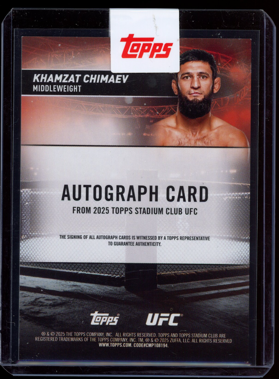 KHAMZAT CHIMAEV 2025 Topps Stadium Club UFC On Card Auto