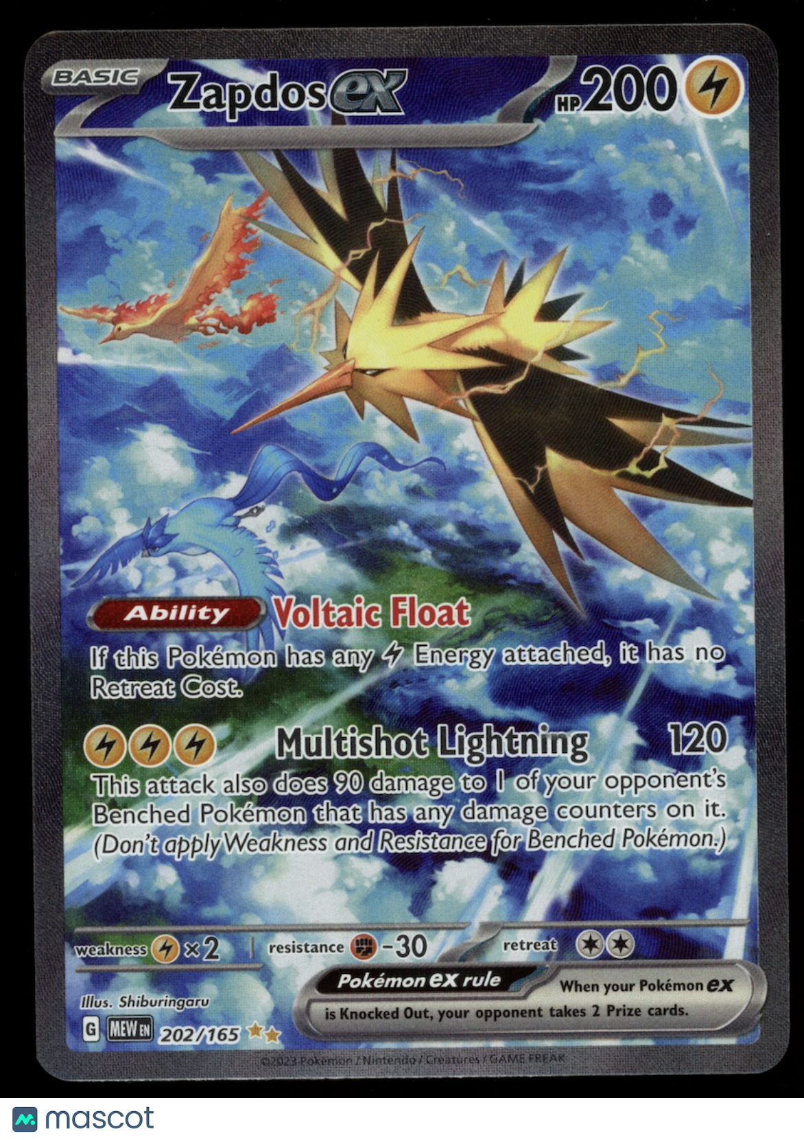 ZAPDOS EX 2023 Pokemon Scarlet & Violet 151 #202/165 Special Illustration Rare