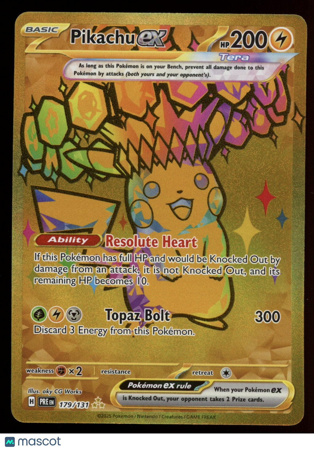 PIKACHU EX 2025 Pokemon S&V Prismatic Evolutions #179/131 Hyper Rare