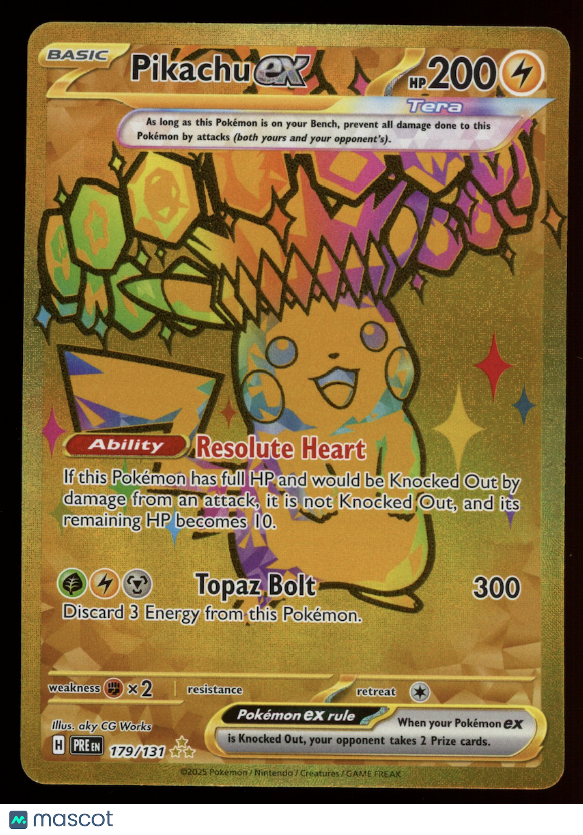 PIKACHU EX 2025 Pokemon S&V Prismatic Evolutions #179/131 Hyper Rare