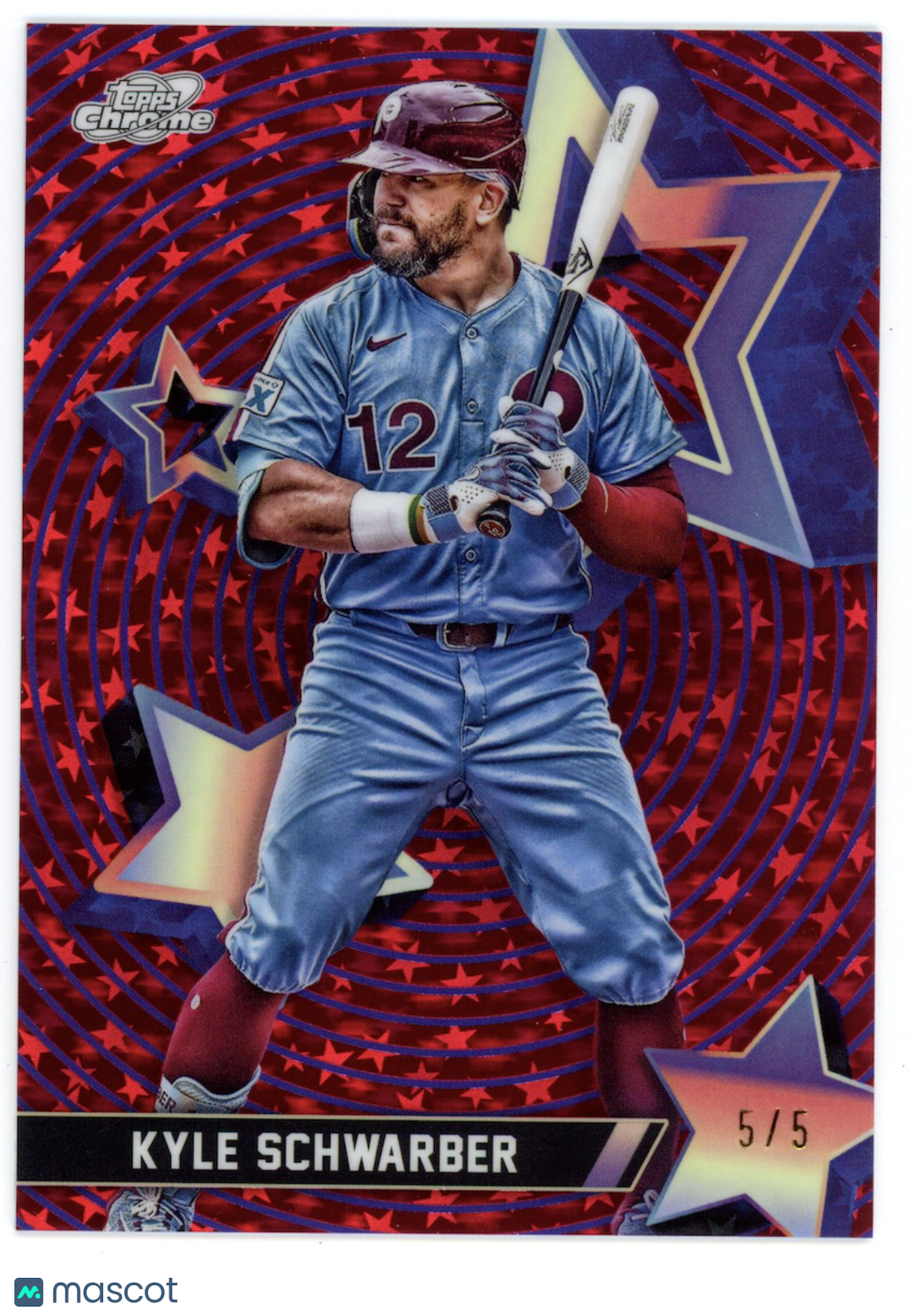 KYLE SCHWARBER 2025 Topps Chrome Cosmic Starfractor Red /5 #SF-50 Phillies