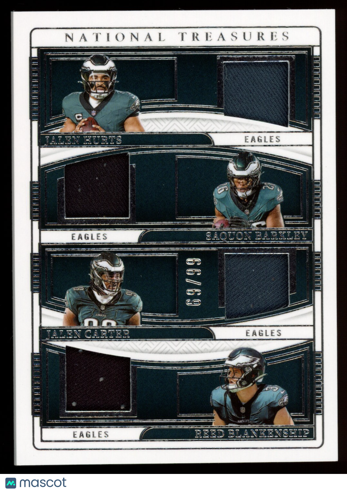 HURTS BARKLEY CARTER BLANKENSHIP 2024 National Treasures Quad Patch /99 #NGQ-PHL