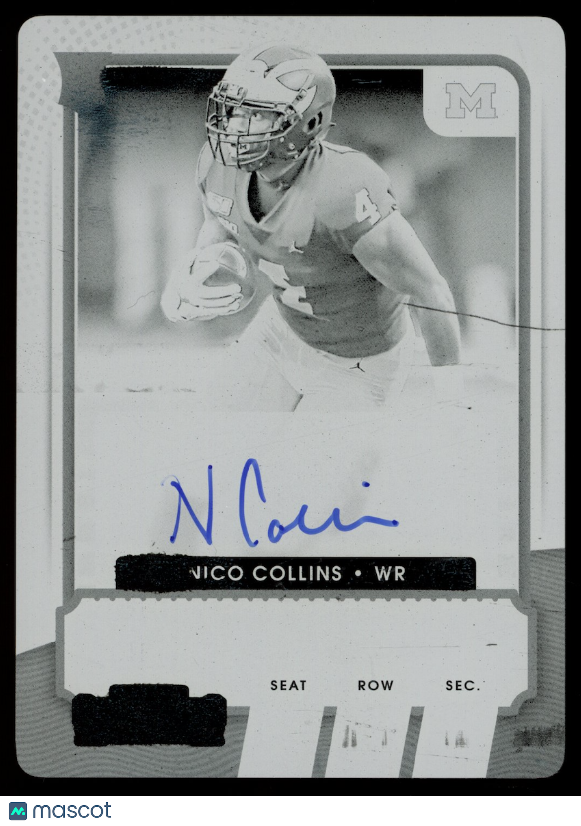 NICO COLLINS 2021 Panini Contenders Rookie Ticket Auto Black Printing Plate 1/1