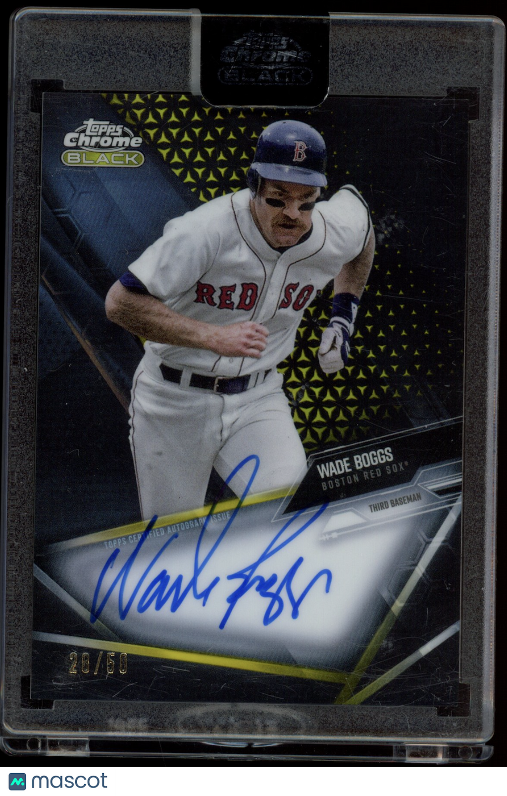 WADE BOGGS 2021 Topps Chrome Black Auto Gold Refractor /50 #CBA-WB Red Sox