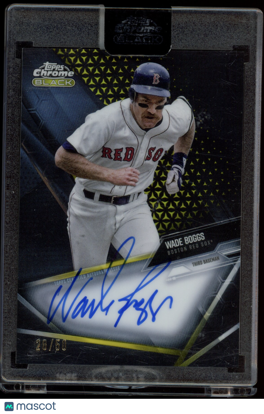 WADE BOGGS 2021 Topps Chrome Black Auto Gold Refractor /50 #CBA-WB Red Sox