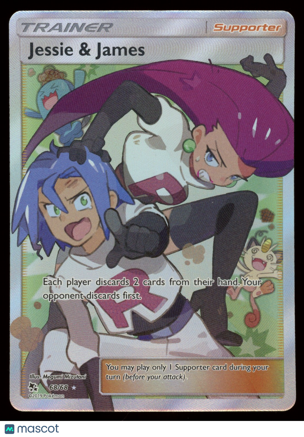 JESSIE & JAMES 2019 Pokemon Hidden Fates #68/68 Ultra Rare Full Art