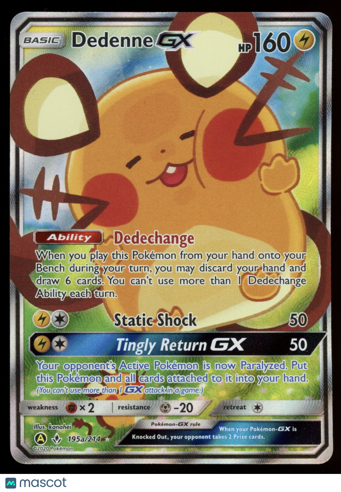 DEDENNE GX 2019 Pokemon Unbroken Bonds Alternate Art Promo #195a/214