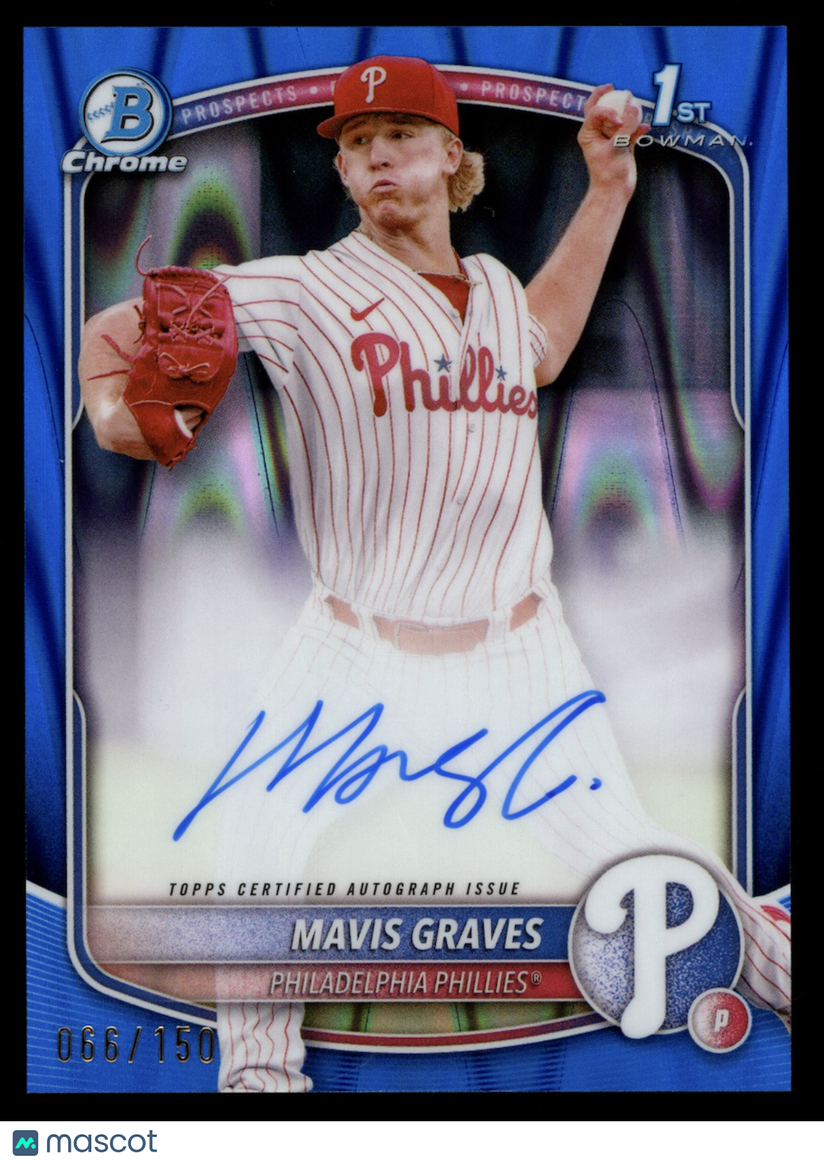 MAVIS GRAVES 2025 Bowman Chrome 1st Prospect Blue RayWave Auto /150 #CPA-MG