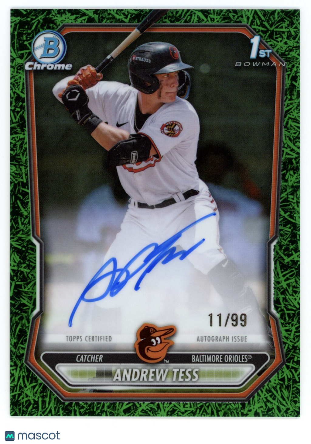 ANDREW TESS 2026 Bowman Chrome 1st Prospect Auto Green Grass /99 #CPA-AT Orioles