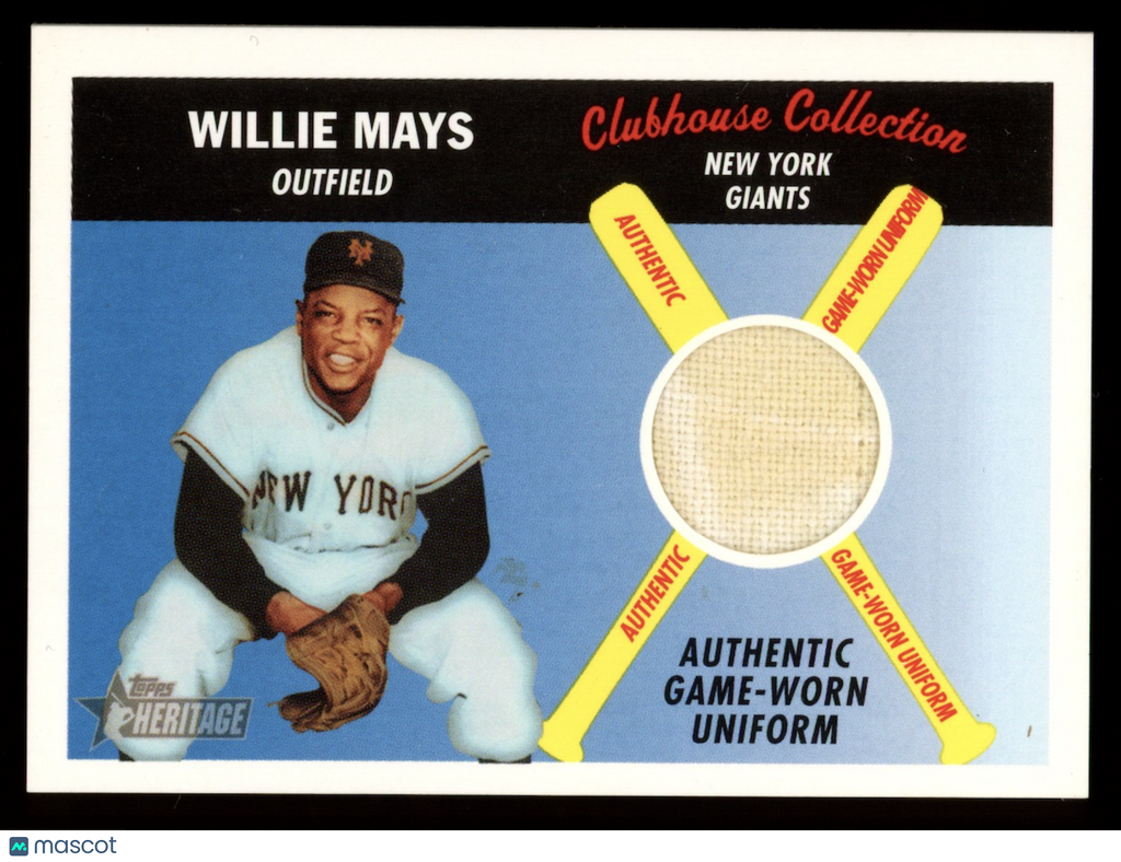 WILLIE MAYS 2004 Topps Heritage Clubhouse Collection Game Worn Patch #CCR-WM