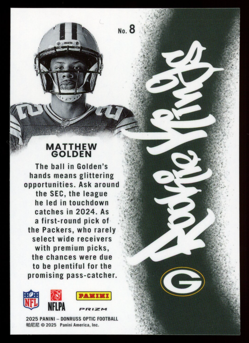 MATTHEW GOLDEN 2025 Panini Donruss Optic Rookie Kings Case Hit SSP #8 Packers