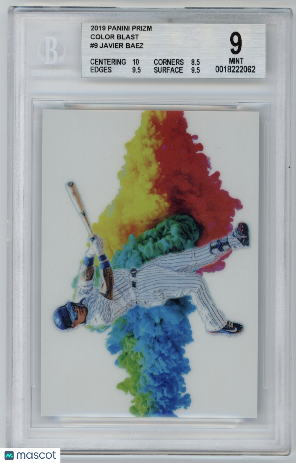 JAVIER BAEZ 2019 Panini Prizm Color Blast Case Hit SSP #9 BGS 9 Cubs