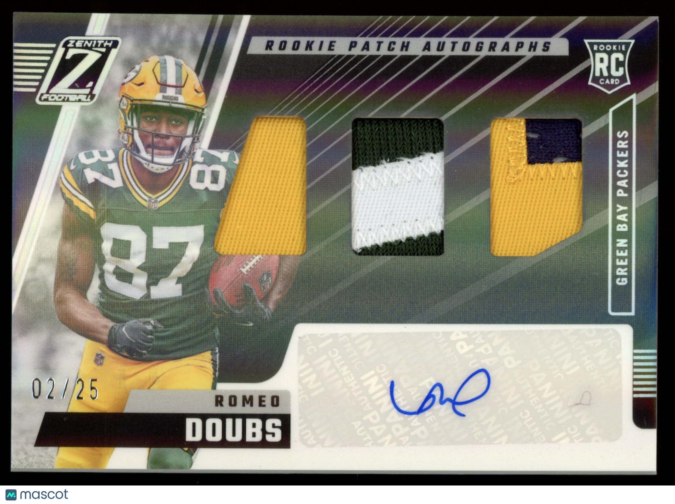 ROMEO DOUBS 2022 Panini Zenith Rookie Patch Auto Silver Proof /25 #235 Packers