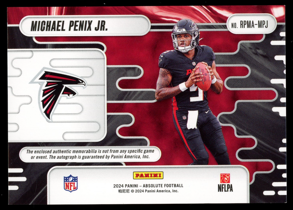 MICHAEL PENIX JR. 2024 Panini Absolute Rookie Premiere Patch Auto /99 #RPMA-MPJ