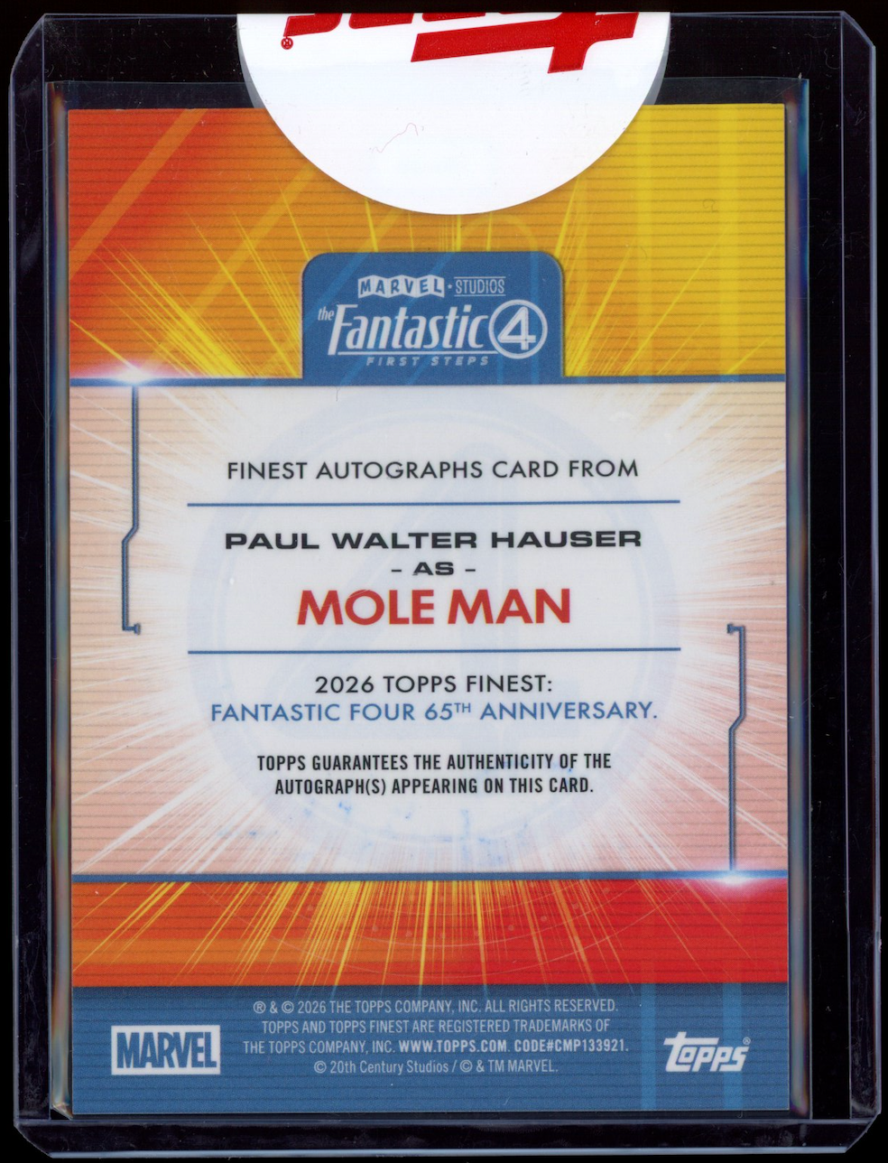 PAUL WALTER HAUSER 2026 Marvel Finest Fantastic Four Mole Man Auto #FA-PWH