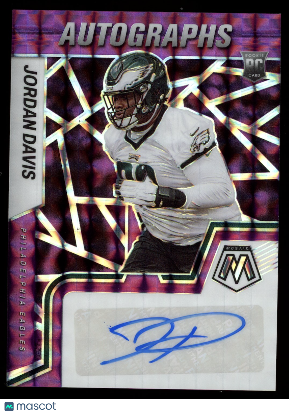 JORDAN DAVIS 2022 Panini Mosaic Rookie Auto Purple Prizm /49 #RAM-JDA Eagles