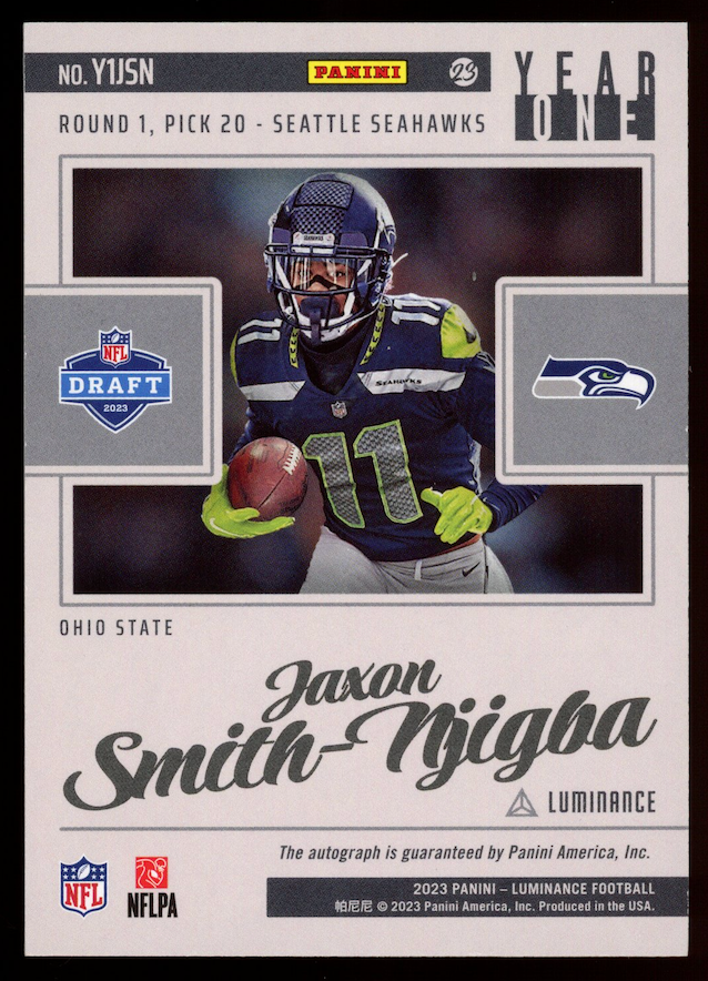 JAXON SMITH-NJIGBA 2023 Panini Luminance Year One Rookie Auto #Y1JSN Seahawks