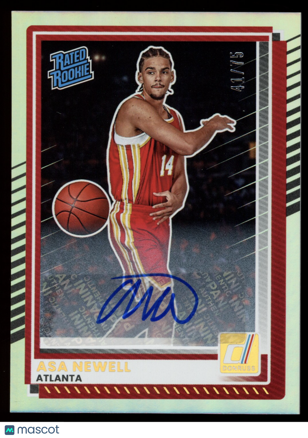 ASA NEWELL 2025-26 Panini Donruss Rated Rookie Auto Holo /75 #14 Hawks