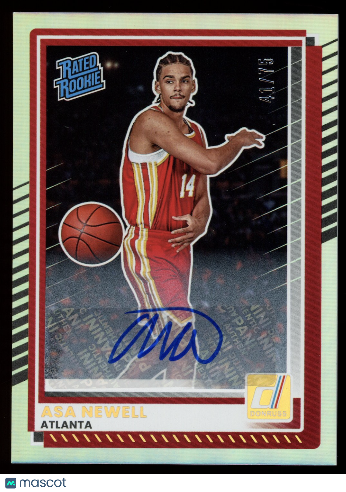 ASA NEWELL 2025-26 Panini Donruss Rated Rookie Auto Holo /75 #14 Hawks