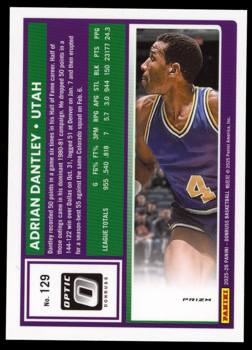 ADRIAN DANTLEY 2025-26 Panini Donruss Optic Dragon Prizm SSP #129 Jazz